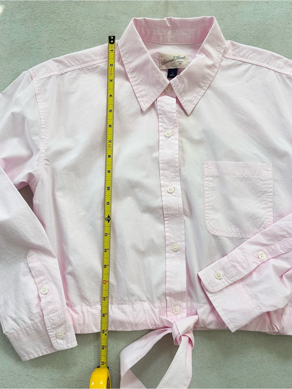 Universal Thread Light Pink Tie-Front Button Down Shirt - Picture 6 of 7